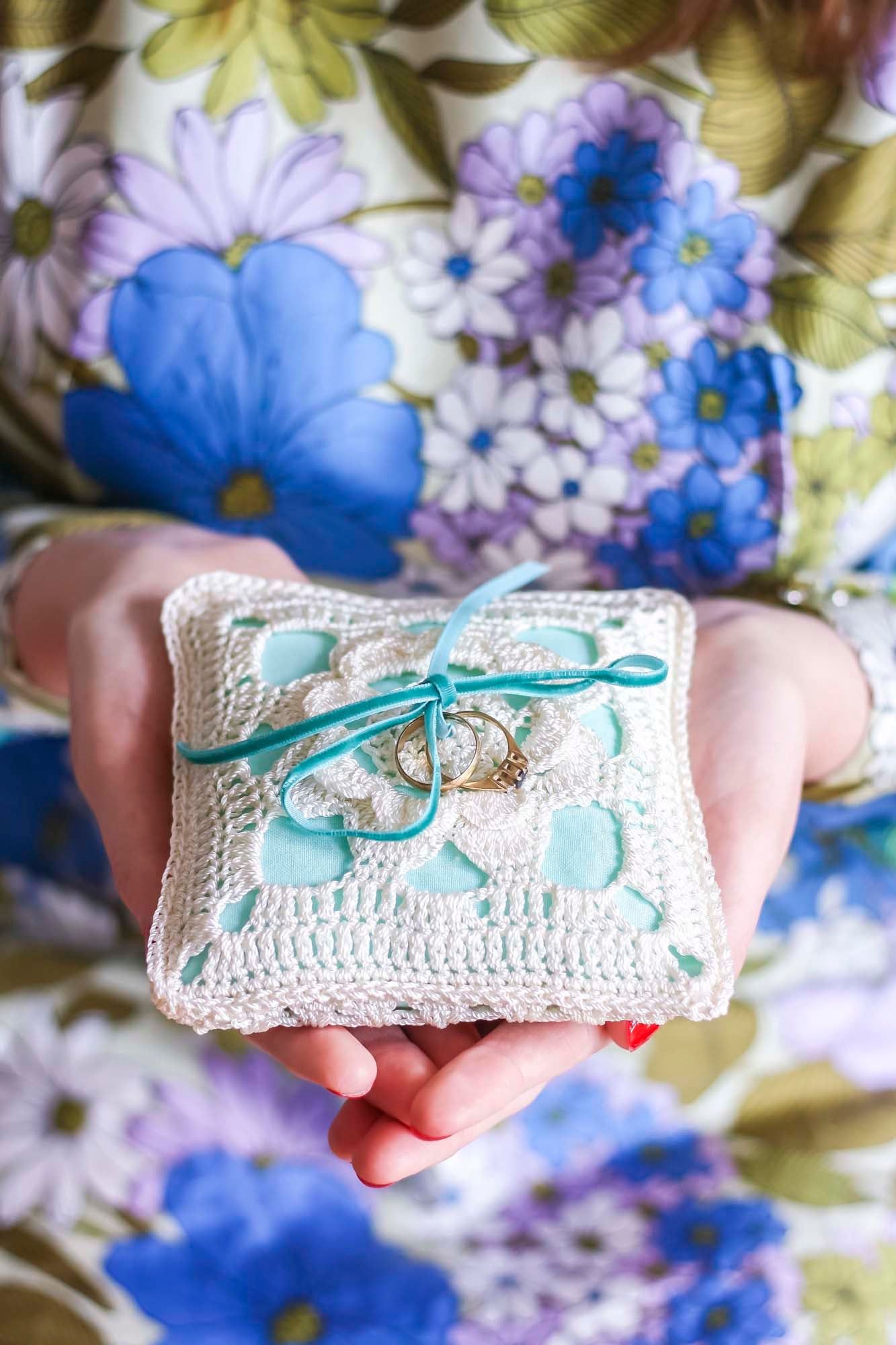 Crochet Lace Ring Bearer Pillow (5 colour options!) To Be Adorned - Main Image